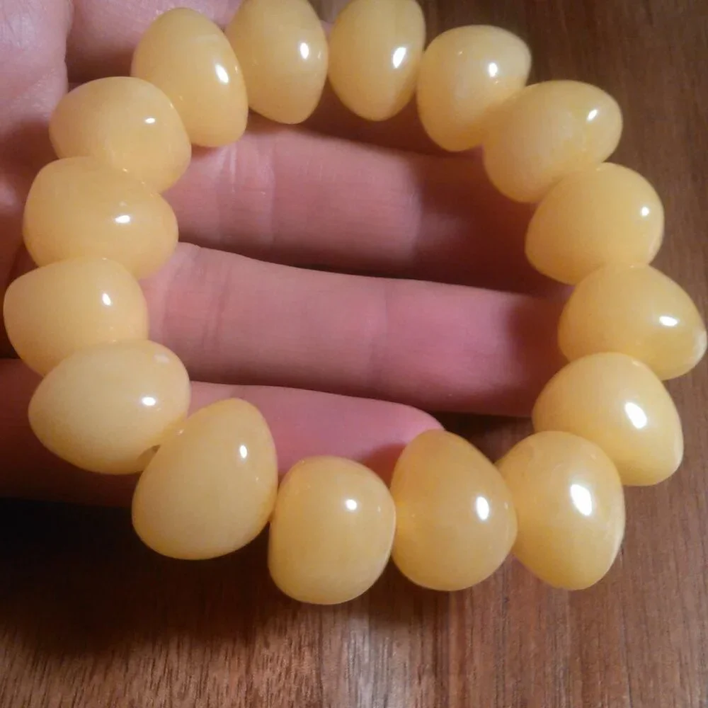 Golden Color Lab Created Light Amber Nuggets Stretch Bracelet